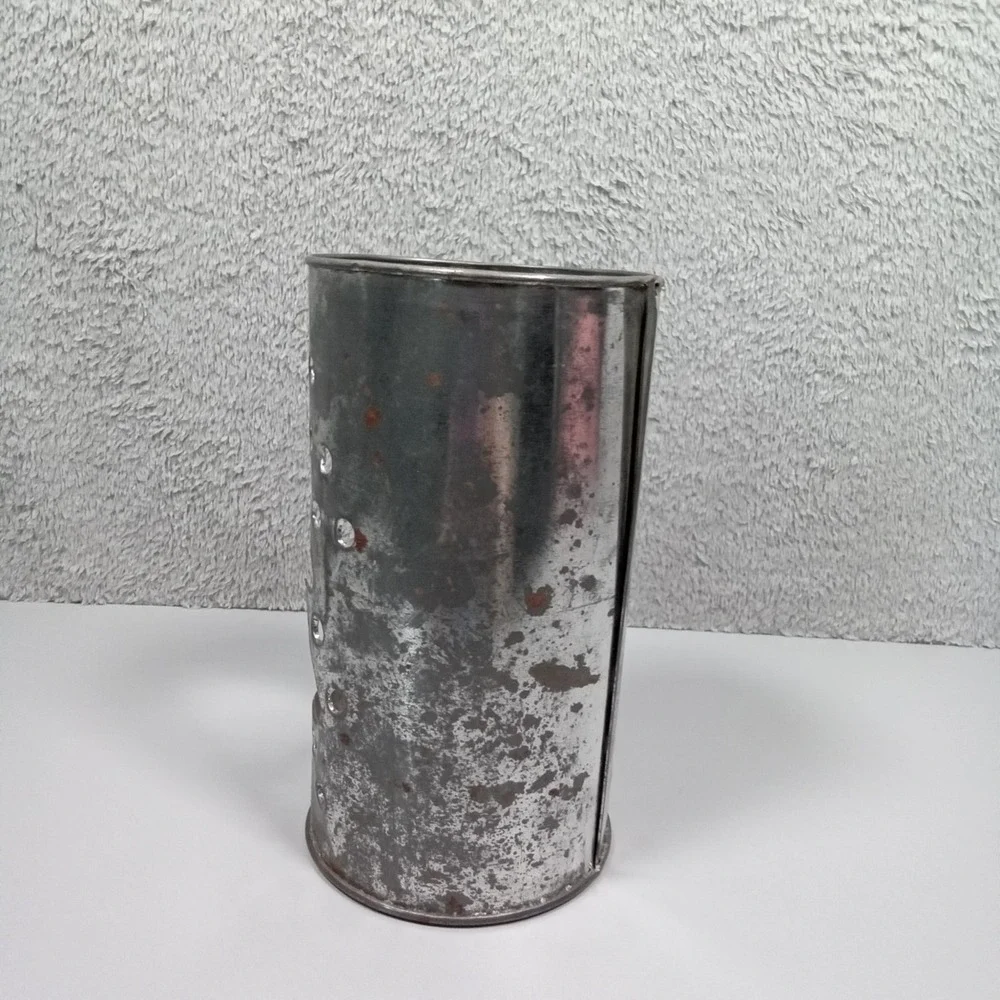 Rustic Punched Tin Christmas Tree Candle Holder Galvanized Metal‎ Lantern 7.75